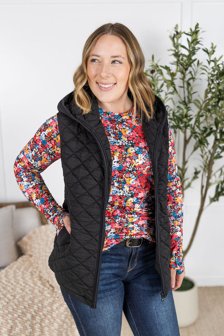 IN STOCK Heather Hooded Vest - Black