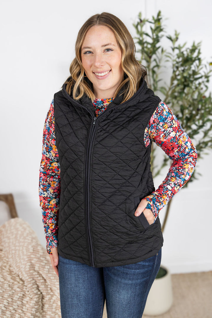 IN STOCK Heather Hooded Vest - Black