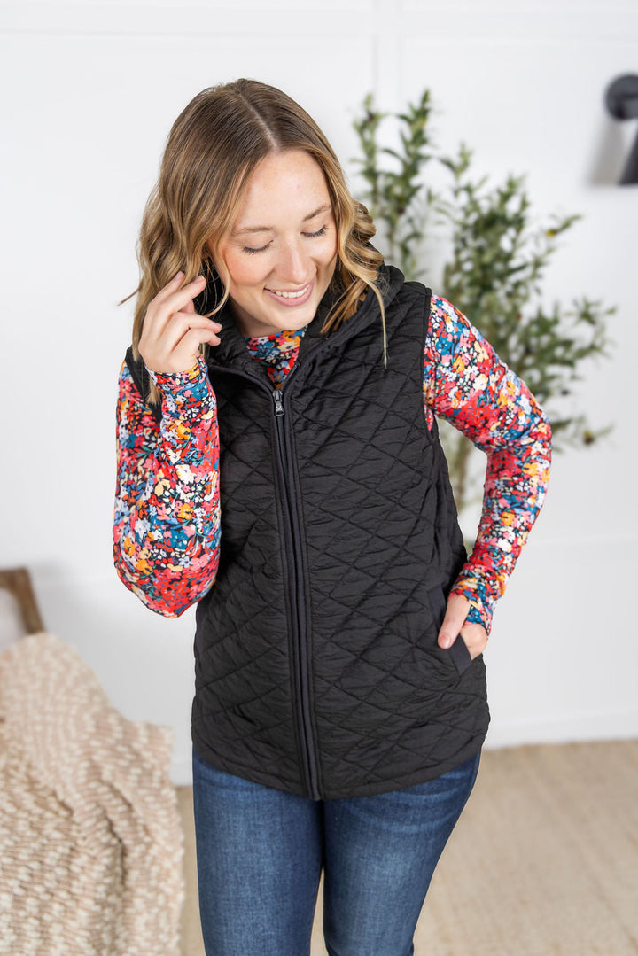IN STOCK Heather Hooded Vest - Black