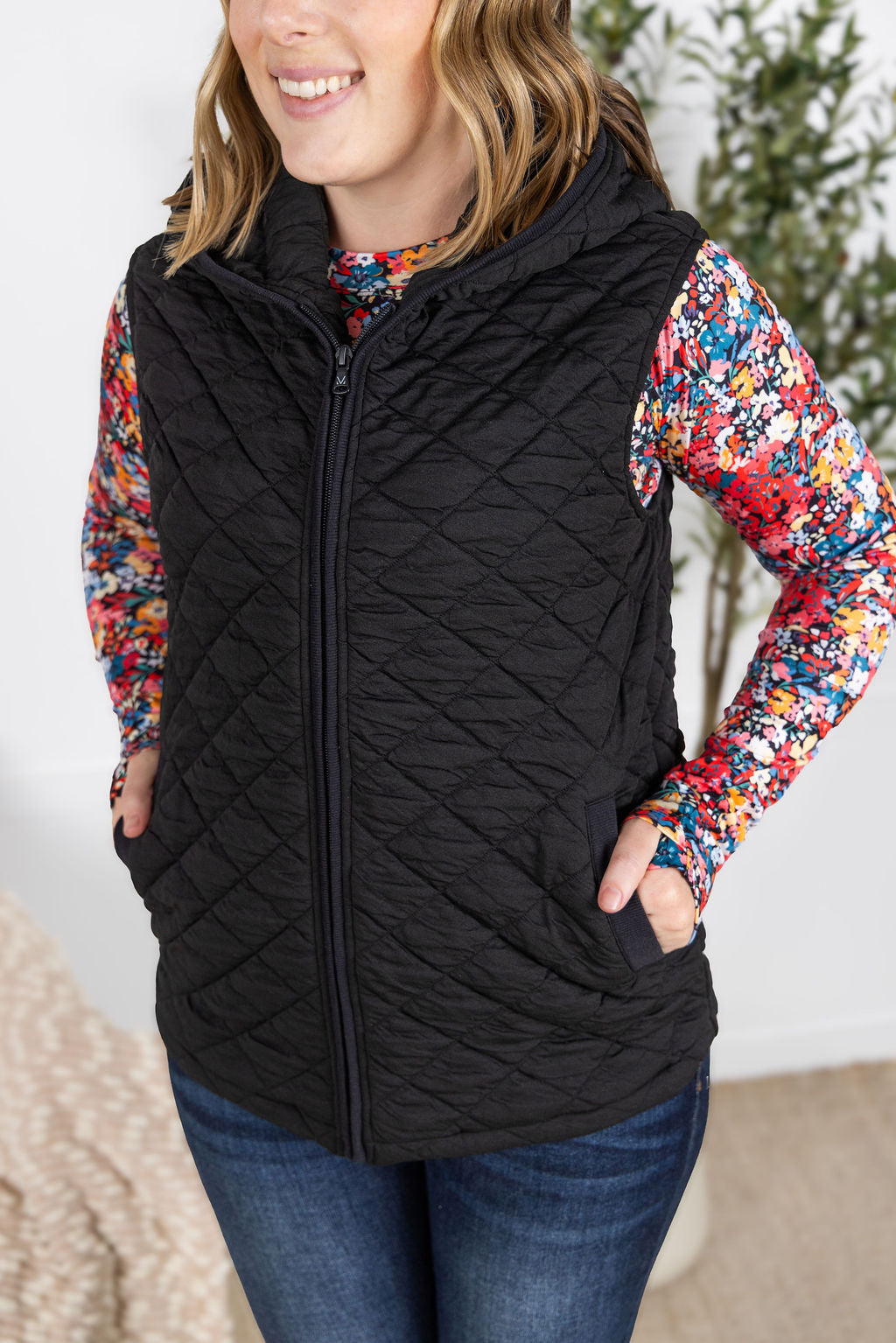 IN STOCK Heather Hooded Vest - Black