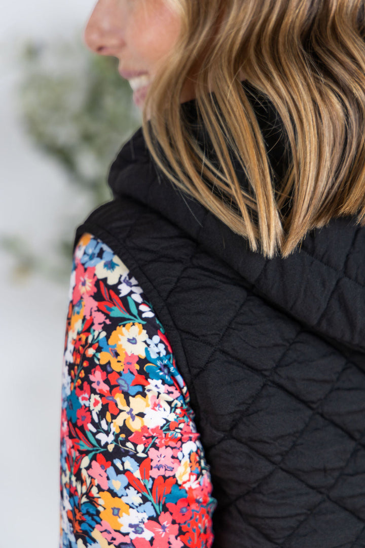 IN STOCK Heather Hooded Vest - Black