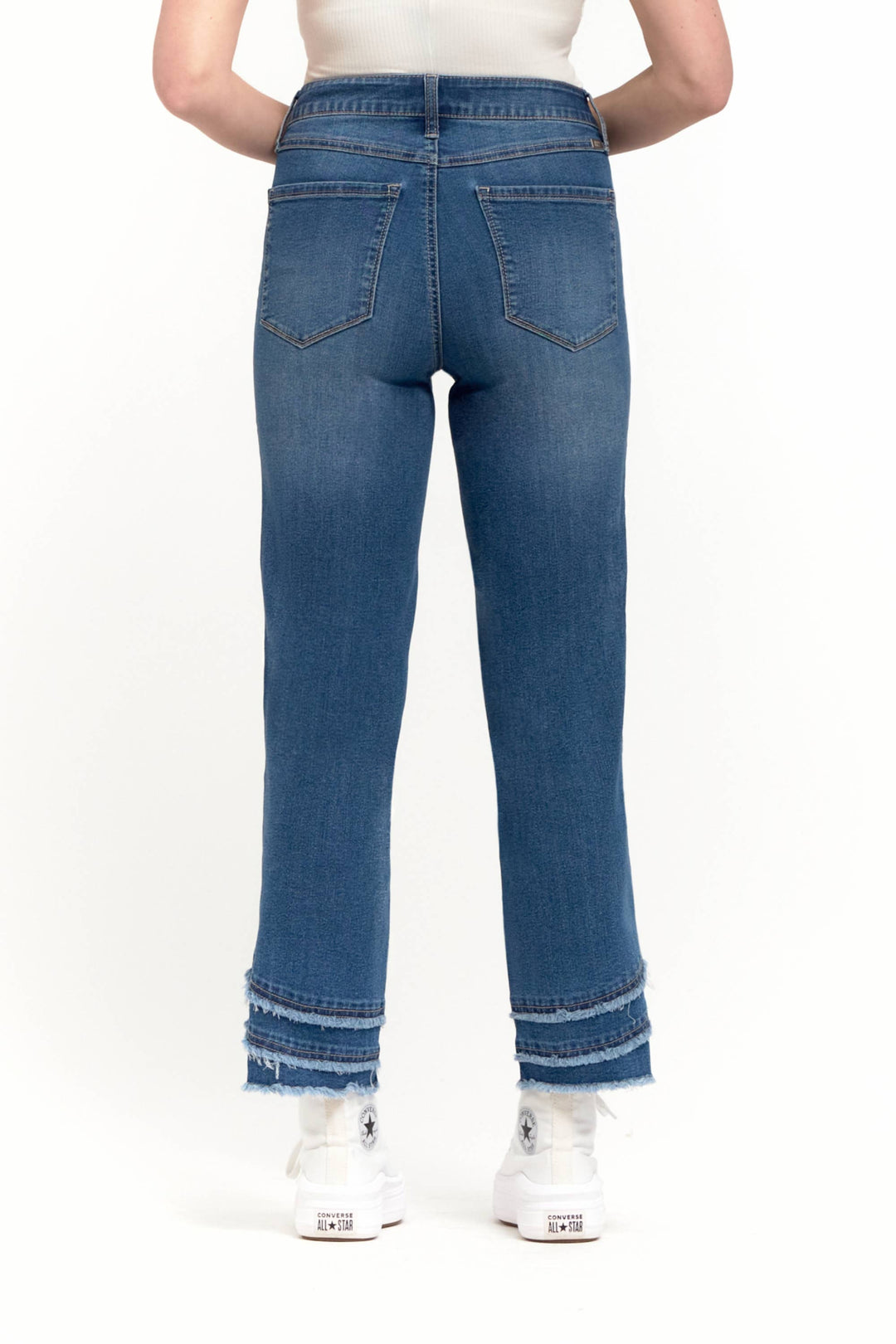 28" Mid-Rise Slim Straight Jean w/ Triple Fray hem in Lila