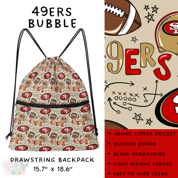 Batch #420 - End Zone Gear - Closes 9/26 - ETA mid Nov - 49ers Bubble Drawstring Backpack