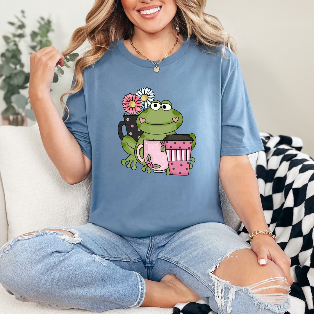 Frog with Coffee Graphic Tee