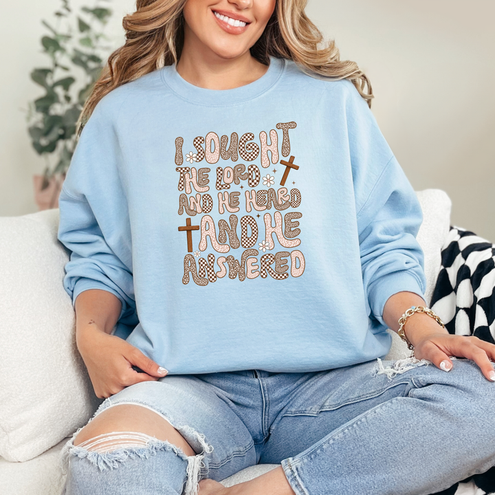 Wholesale I Sought The Lord Graphic Sweatshirt - Light Blue
