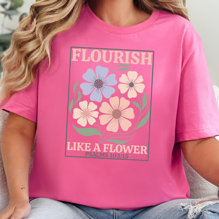 Wholesale Flourish Like a Flower Graphic Tee - Charity Pink Tee