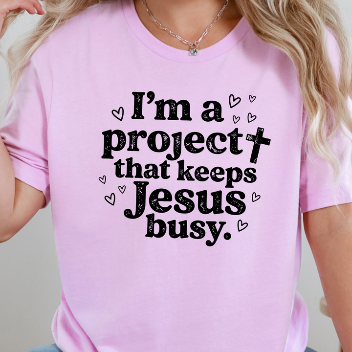 Wholesale Project Keeps Jesus Busy Graphic Tee - Lilac