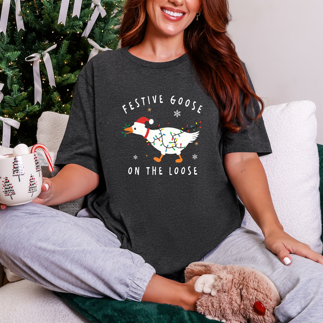 Festive Goose On the Loose Graphic Tee