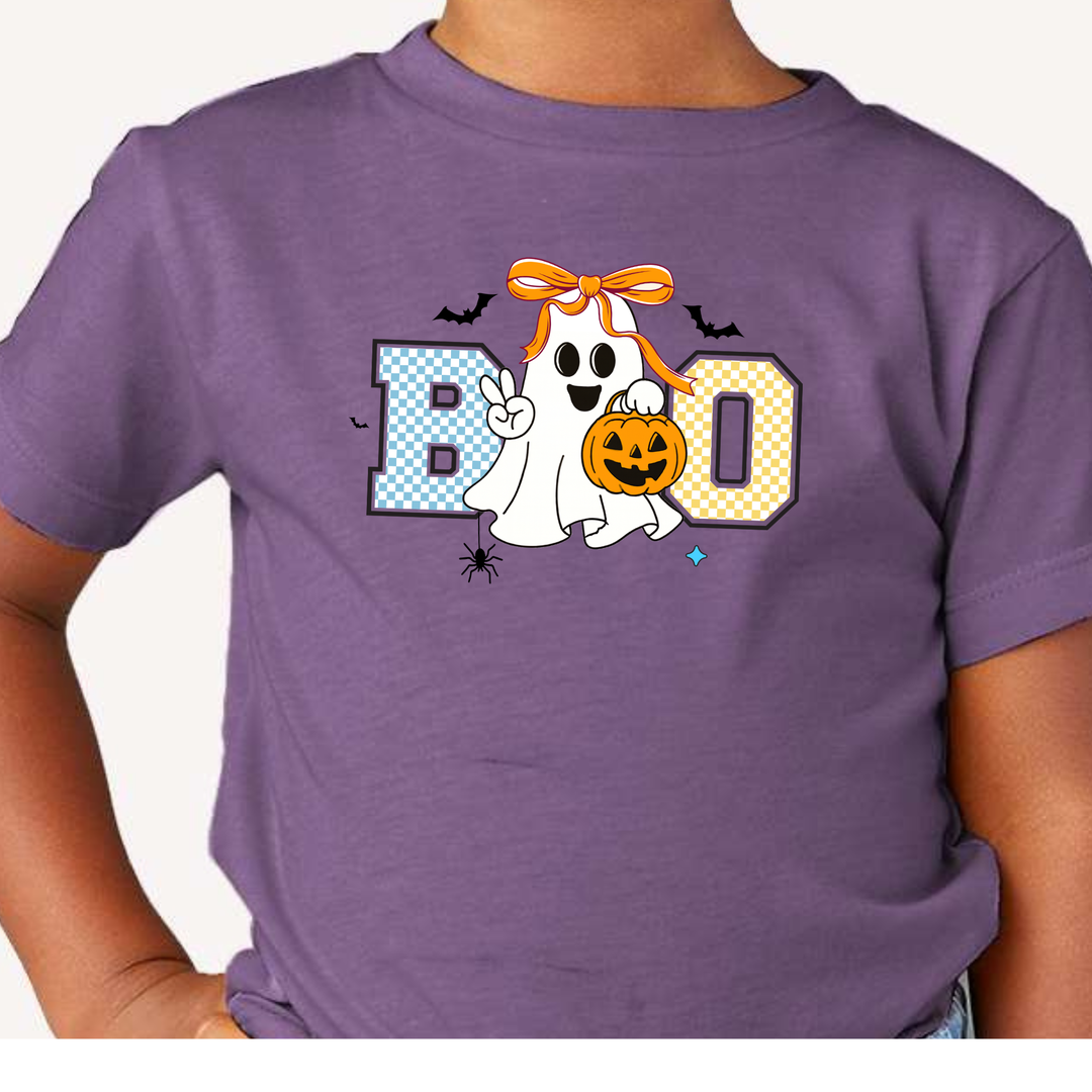 Wholesale Ghost Boo - KIDS Graphic Tee - Heather Team Purple