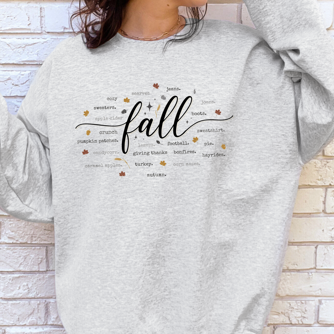 Wholesale Cozy Fall Words Graphic Sweatshirt - Ash