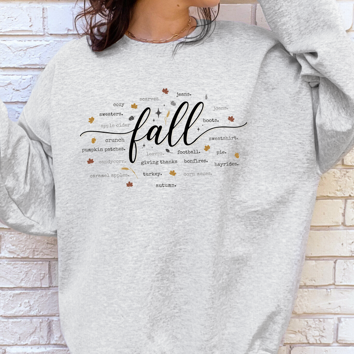 Wholesale Cozy Fall Words Graphic Sweatshirt - Ash