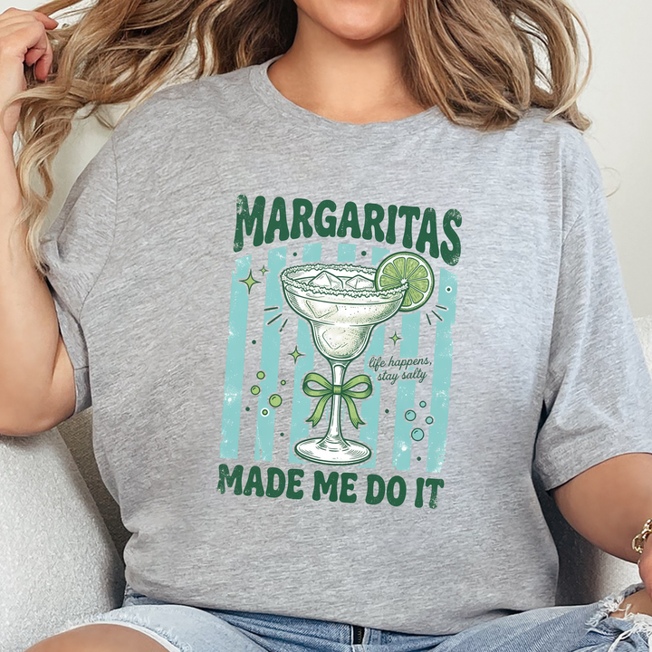 Wholesale Margaritas Made Me Do It Graphic Tee - Grey Tee