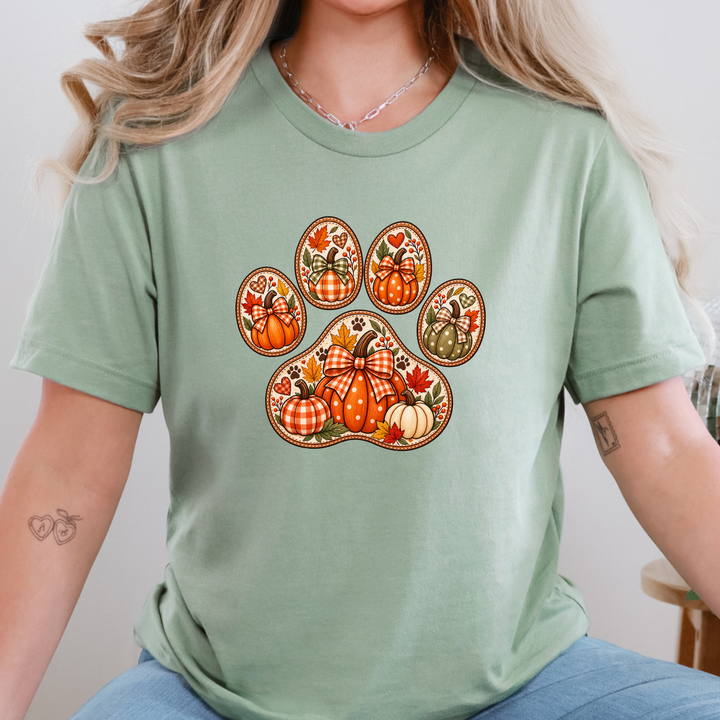 Wholesale Thanksgiving Paw Print Graphic Tee - Sage