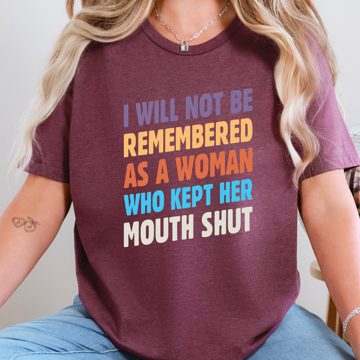 Wholesale Kept Her Mouth Shut Graphic Tee - Heather Maroon Tee