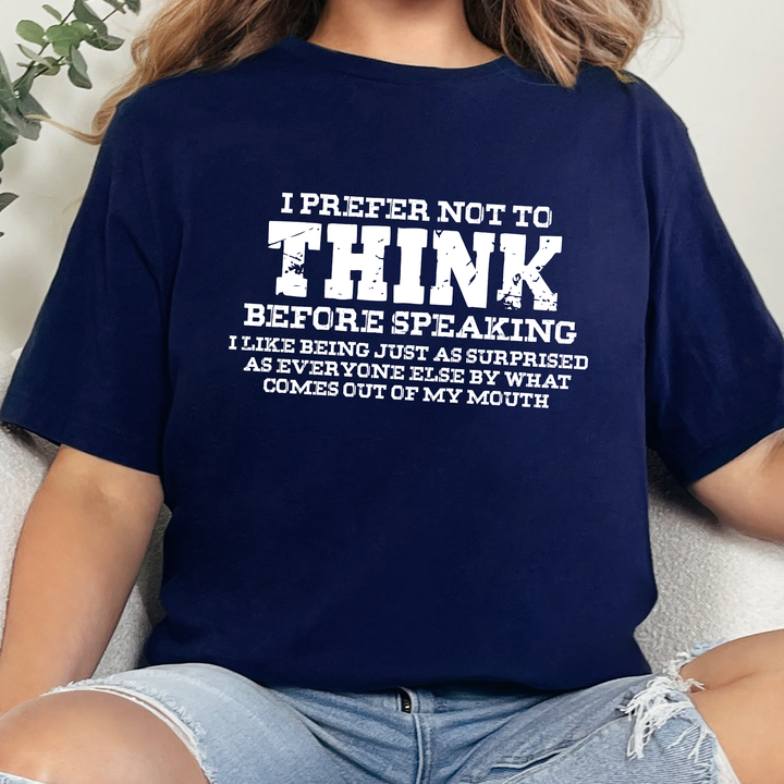 Wholesale Prefer Not to Think Graphic Tee - Navy