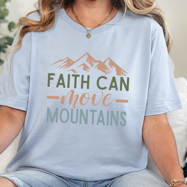 Wholesale Faith Can Move Mountains Neutral Graphic Tee - Baby Blue Tee