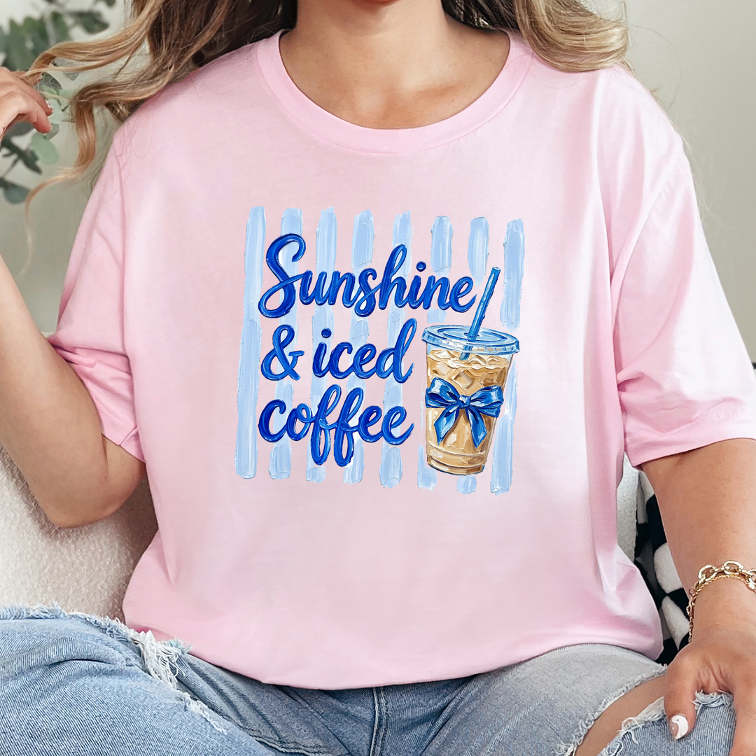 Wholesale Sunshine & Iced Coffee Graphic Tee - Soft Pink Tee