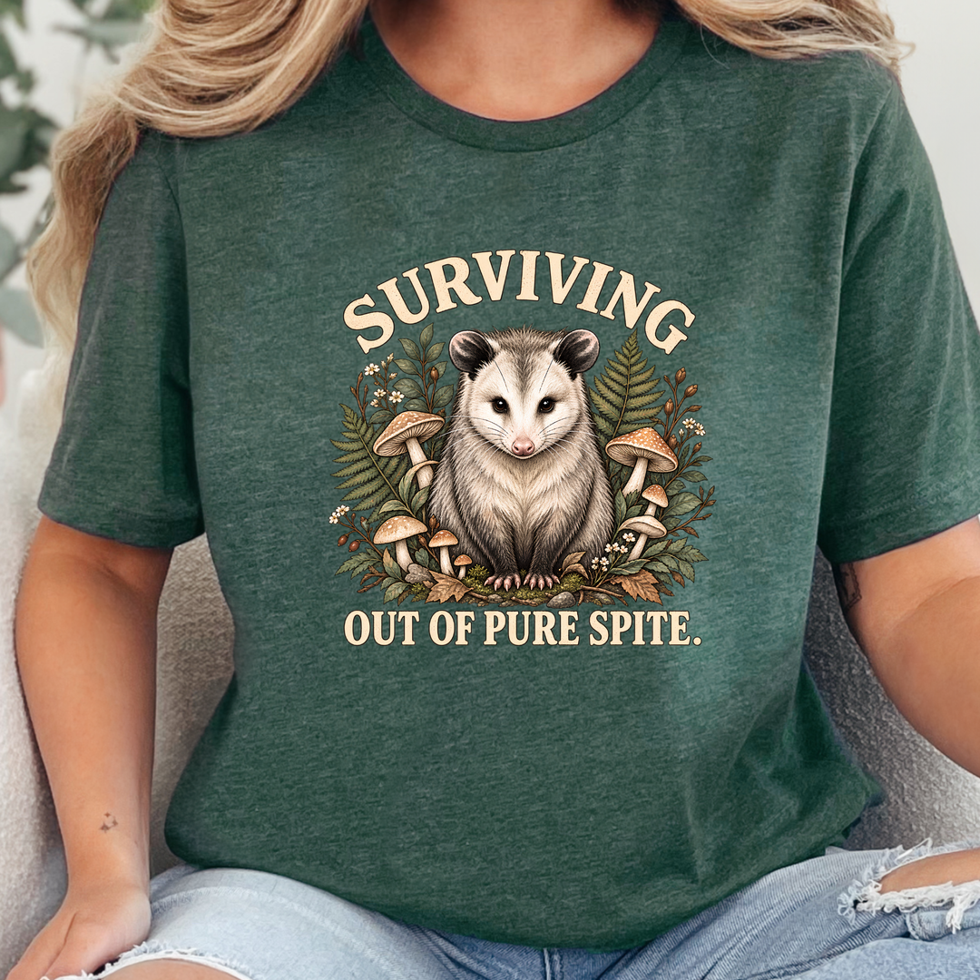Wholesale Surviving Out of Pure Spite Graphic Tee - Heather Forest