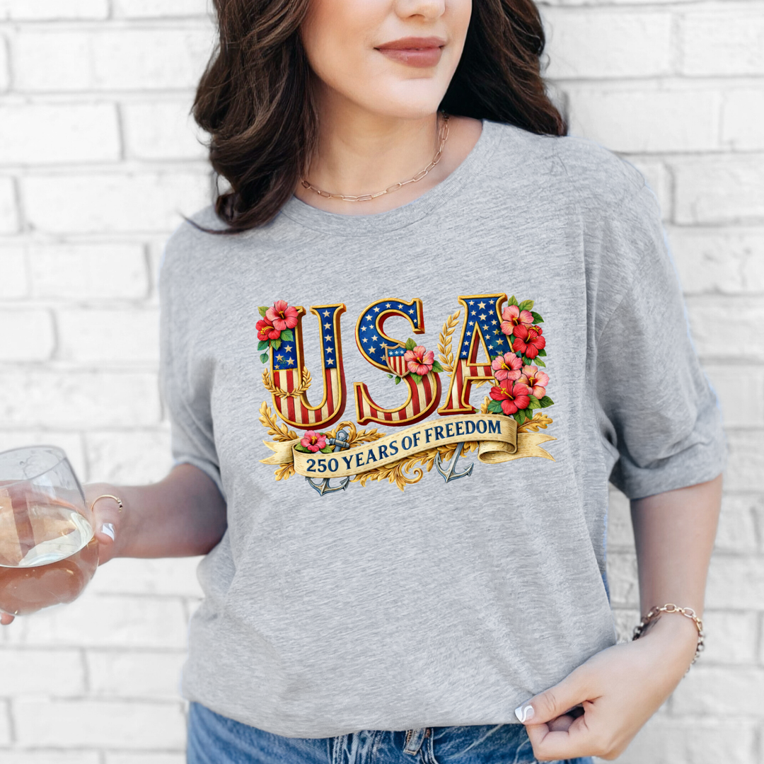 Floral USA 250 Years Graphic Tee