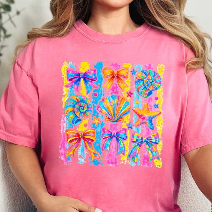 Wholesale Coastal Preppy Bows Graphic Tee - CC Crunchberry