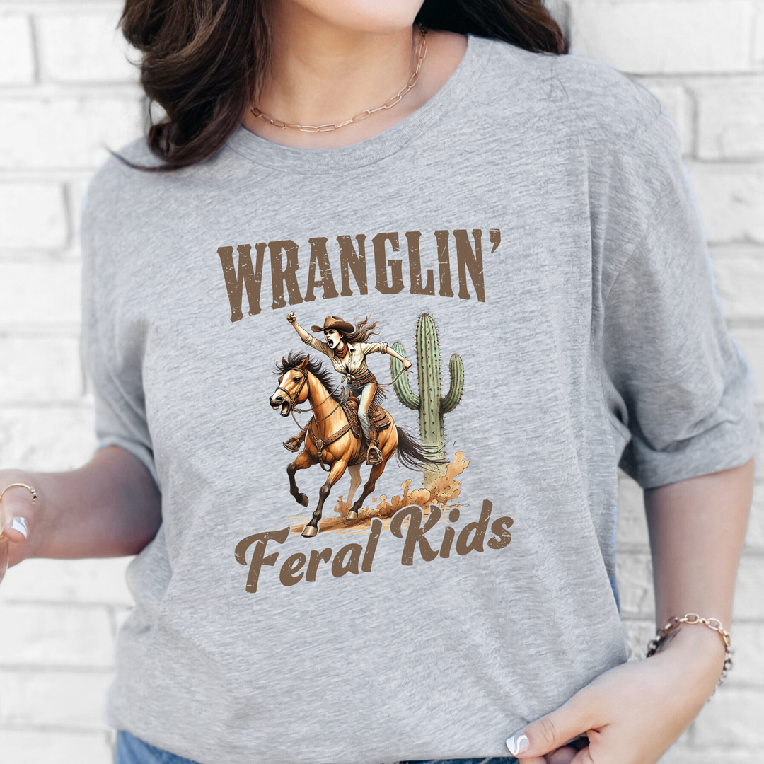 Wholesale Wranglin Feral Kids Graphic Tee - Grey Tee