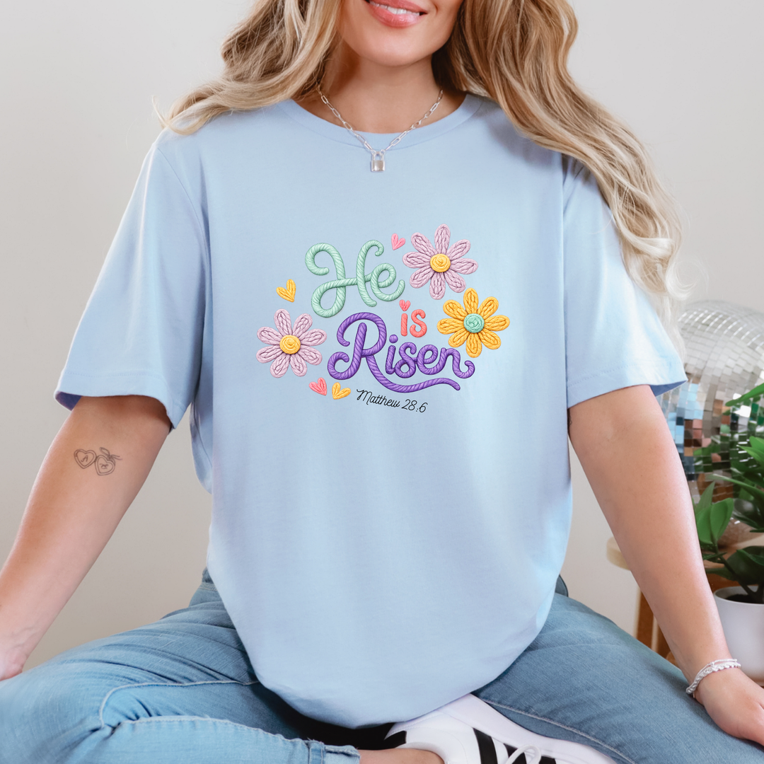 Faux Yarn He Is Risen Graphic Tee