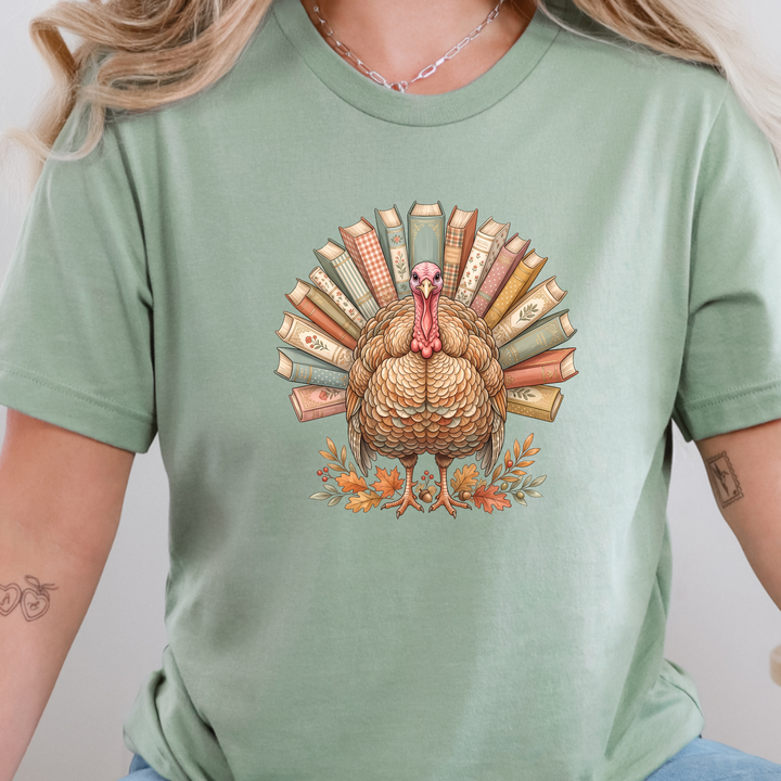 Wholesale Turkey Book Lover Graphic Tee - Sage