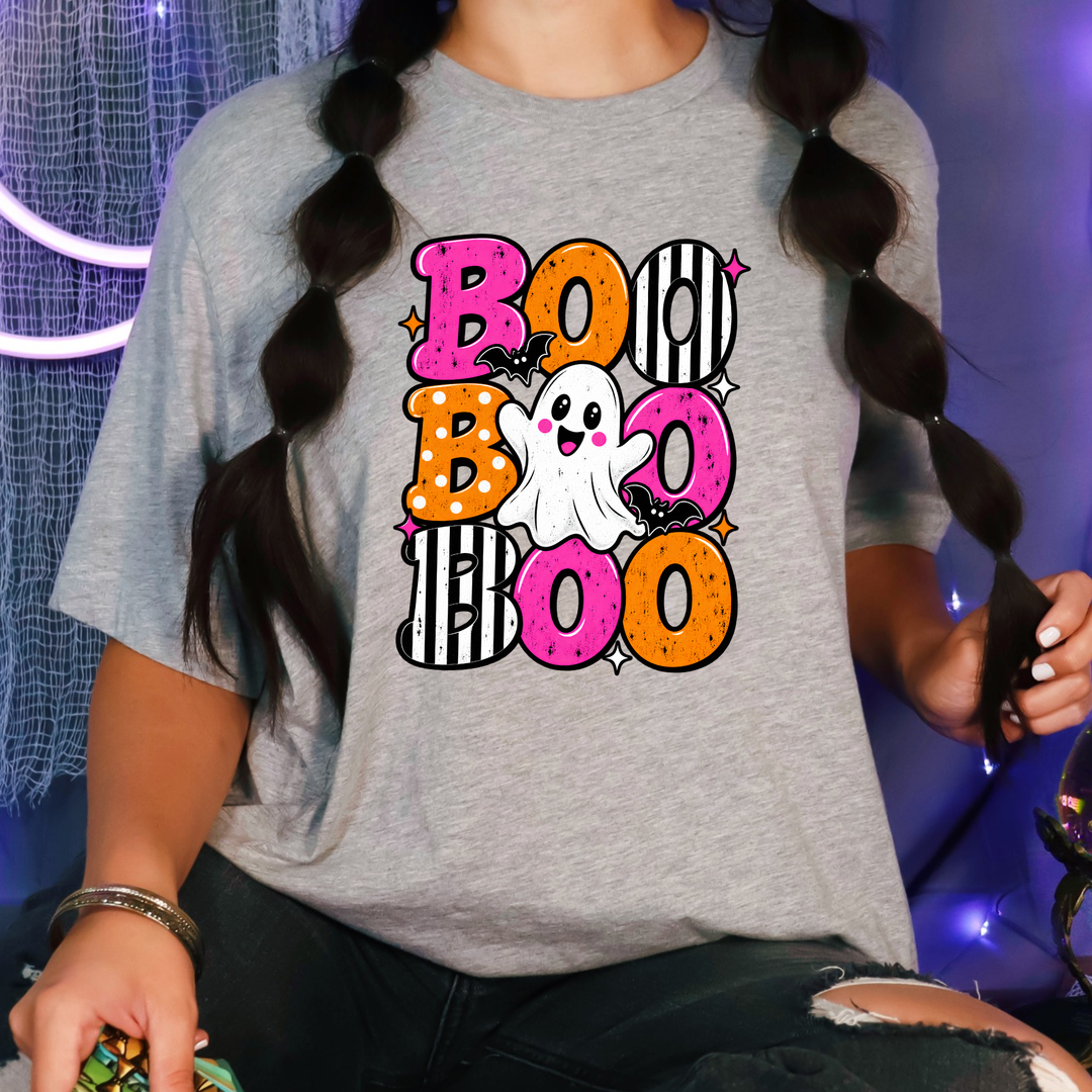 Wholesale Stacked Boo Graphic Tee - Grey