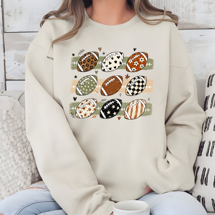 Wholesale Football Grid Graphic Tee or Sweatshirt - Sand