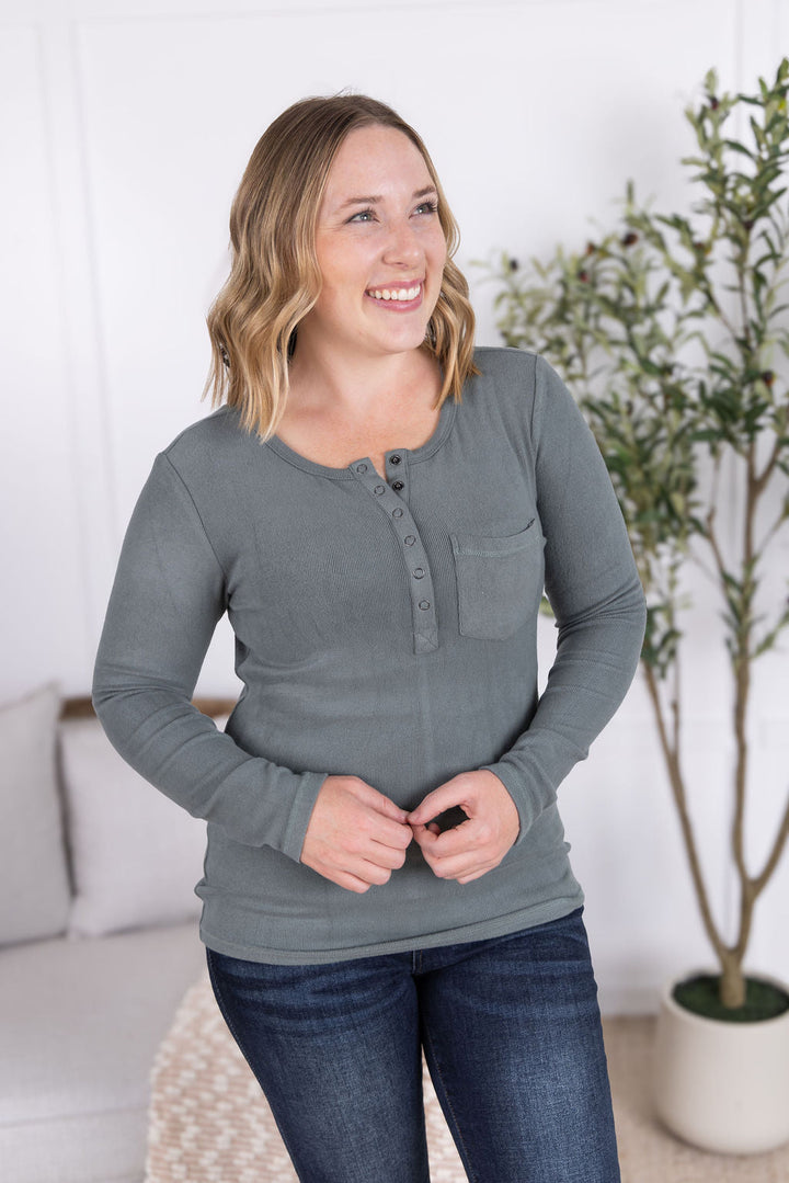 IN STOCK Georgia Long Sleeve Top - Dusty Jade