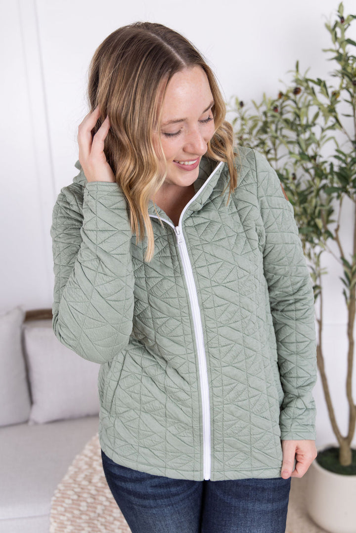 IN STOCK Geometric Fullzip Hoodie - Sage