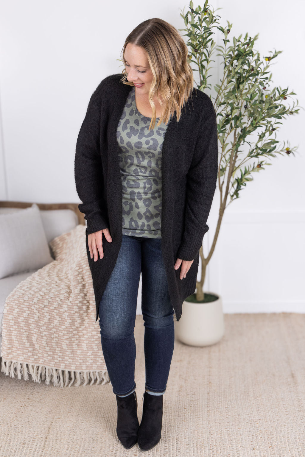 IN STOCK Madison Cozy Cardigan - Black