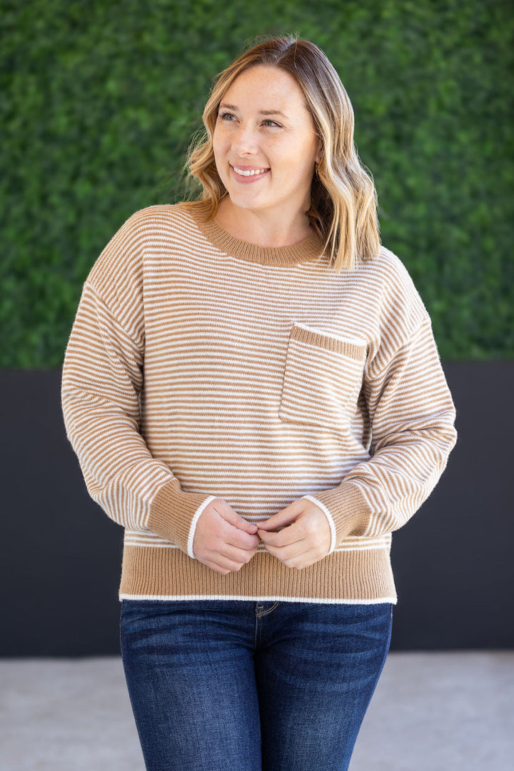 IN STOCK Miley Striped Sweater - Latte