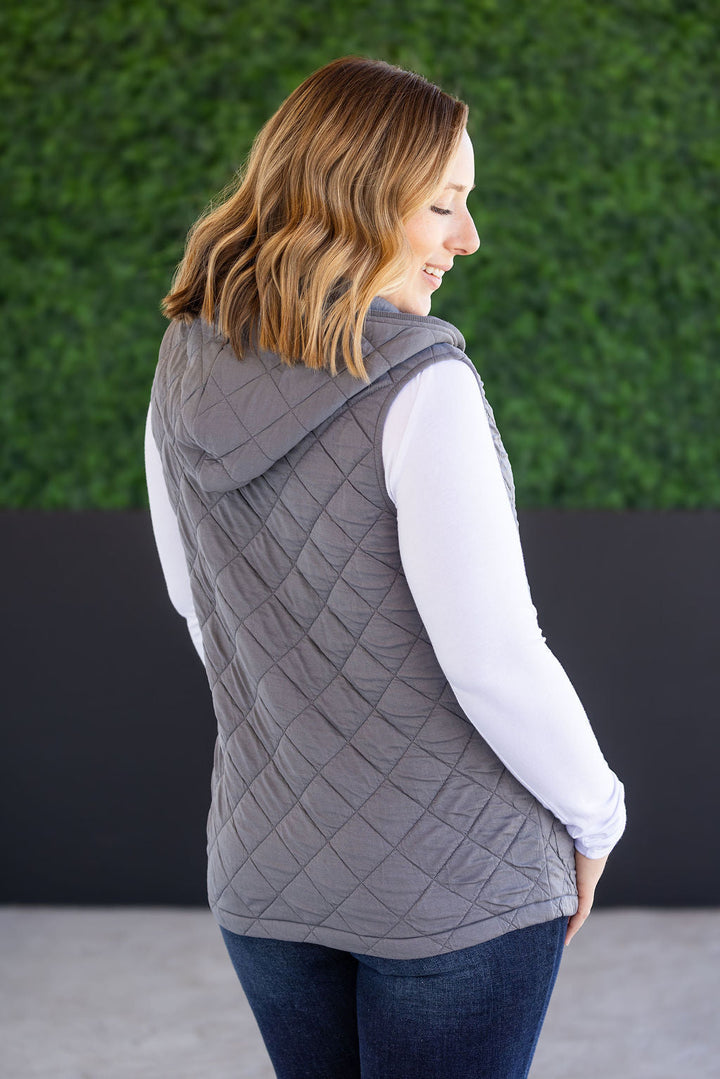 IN STOCK Heather Hooded Vest - Grey