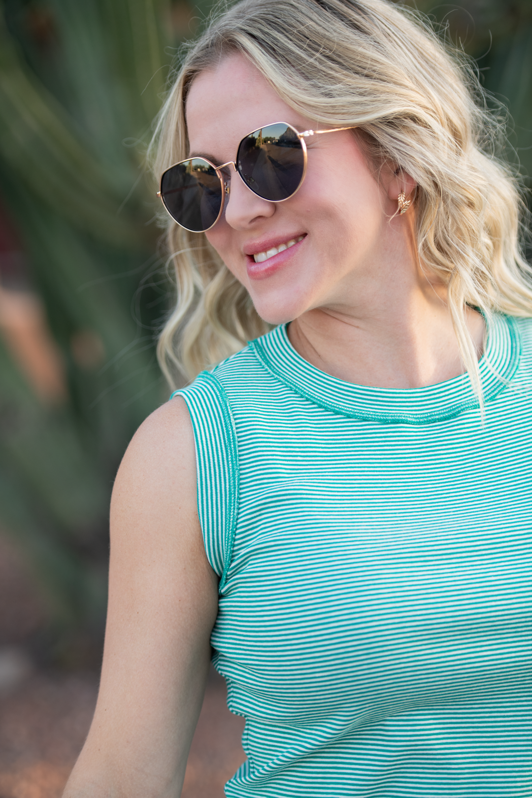 IN STOCK Morgan Micro Striped Tank - Jade