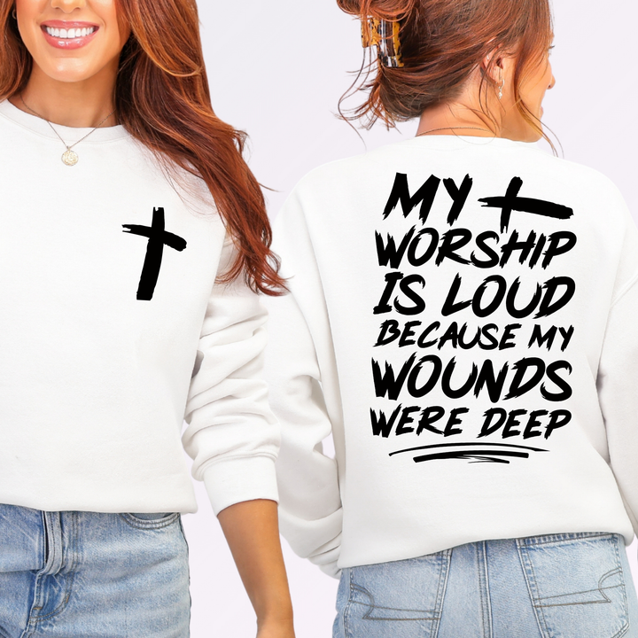 Wholesale My Worship is Loud Graphic Sweatshirt - White