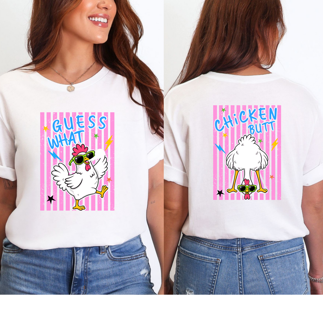 Wholesale Guess What Chicken Butt Graphic Tee - White Tee