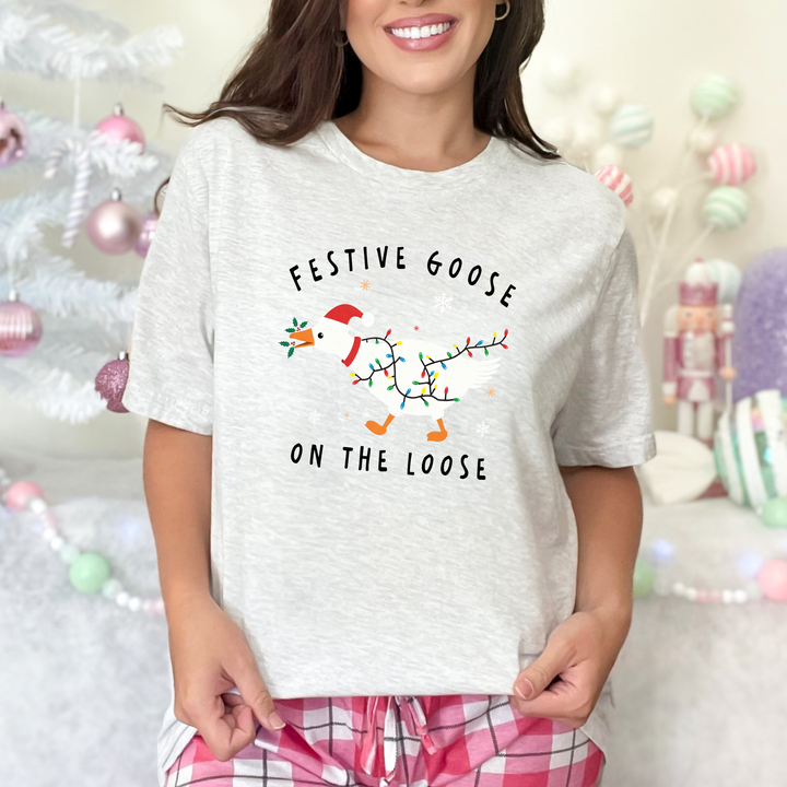 Festive Goose On the Loose Graphic Tee