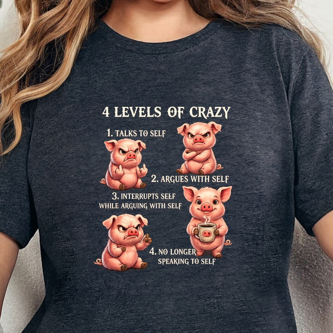 Wholesale 4 Levels of Crazy Graphic Tee - Dark Grey Heather Tee