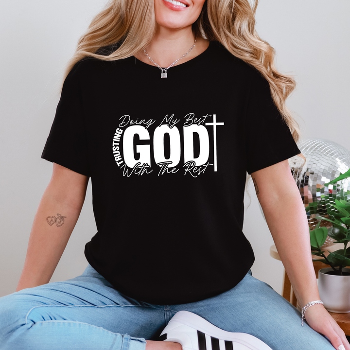 Wholesale Trusting God With the Rest Graphic Tee - Black Tee
