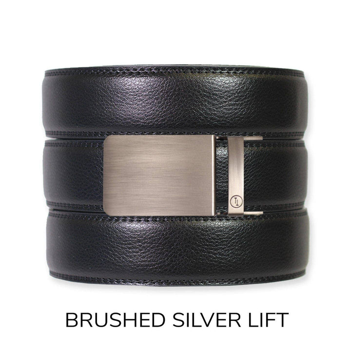 Black Leather Ratchet Belt & Buckle Set