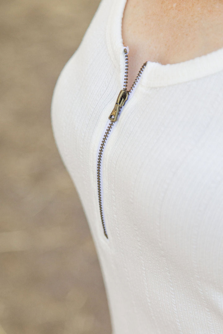 IN STOCK Mila Zipper Tank - Ivory FINAL SALE