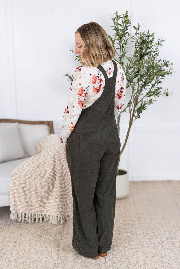 IN STOCK Corduroy Overalls - Olive