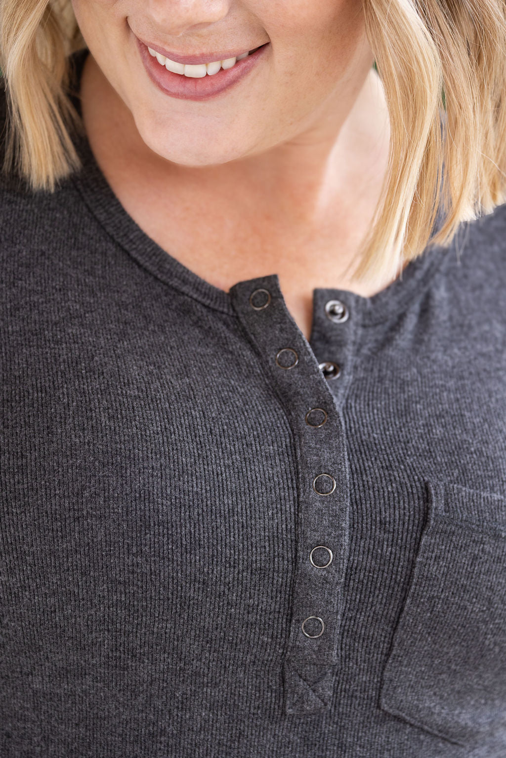 IN STOCK Georgia Long Sleeve Top - Charcoal