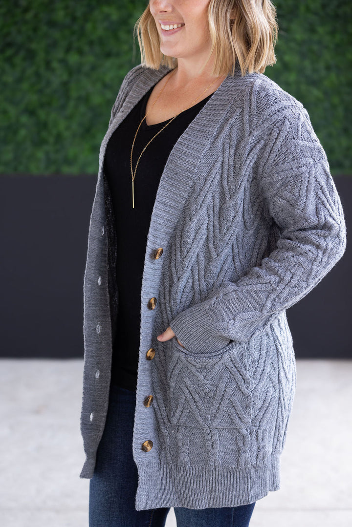 IN STOCK Brooks Button Sweater Cardigan - Grey