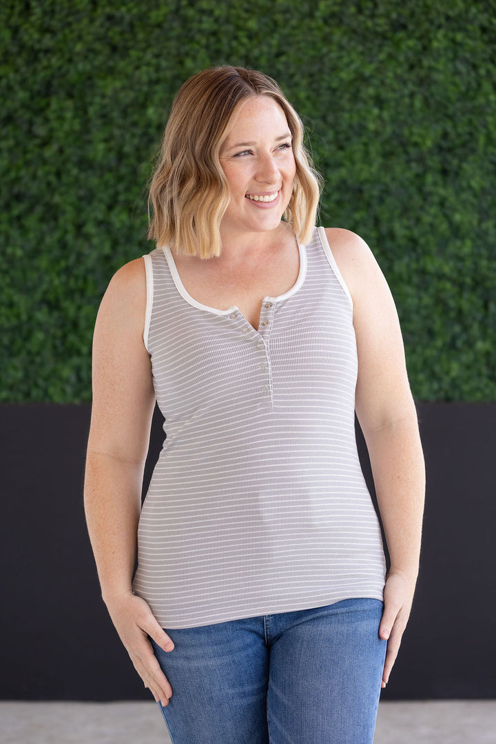 IN STOCK Shiloh Button Snap Tank - Grey FINAL SALE