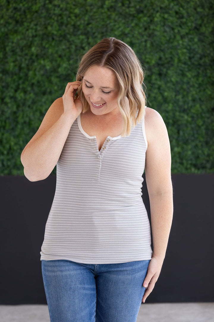 IN STOCK Shiloh Button Snap Tank - Grey FINAL SALE