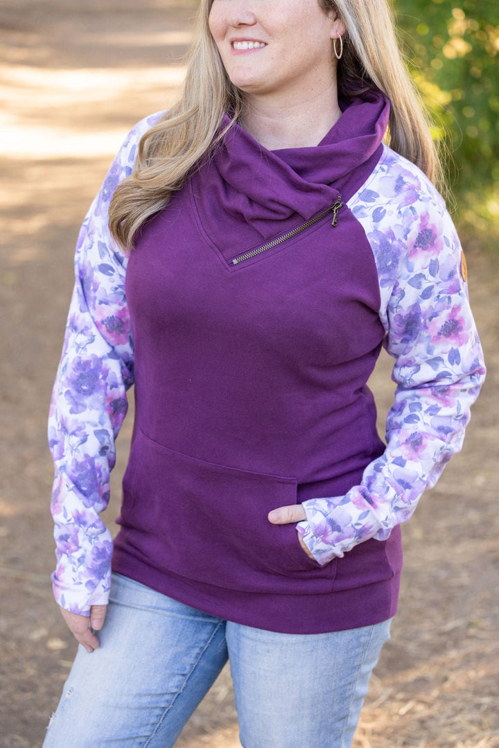 IN STOCK Zoey ZipCowl - Plum and Purple Floral