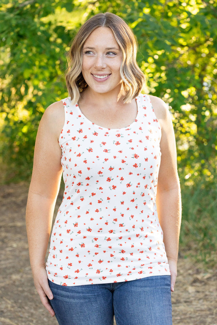 IN STOCK Luxe Crew Tank - Micro Ivory Floral | Women's Tank Top FINAL SALE