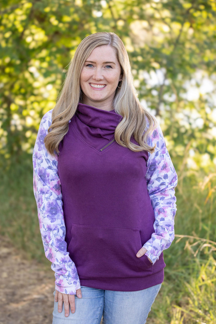 IN STOCK Zoey ZipCowl - Plum and Purple Floral